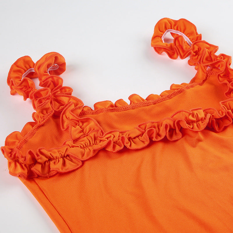 Y2K Letter Bikini - Ruffle Halter Swimsuit Set | Free Shipping|Crypto Payments