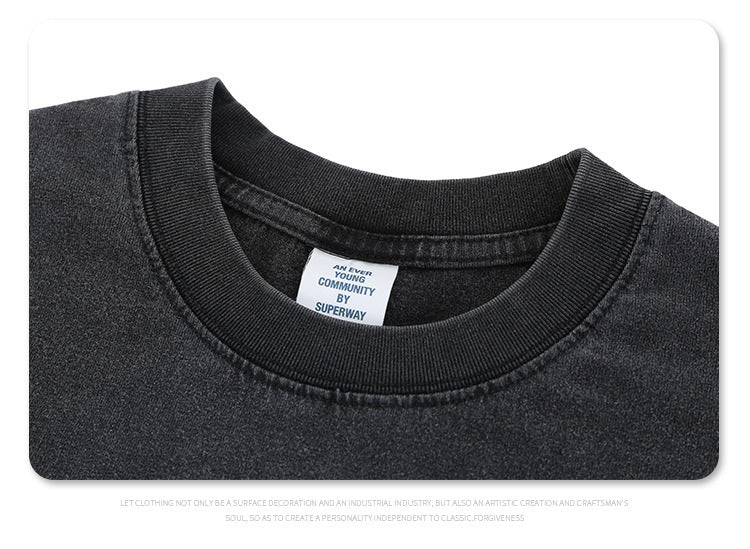 Stage Bear Print Tee - Heavyweight Vintage Washed Cotton Streetwear Top