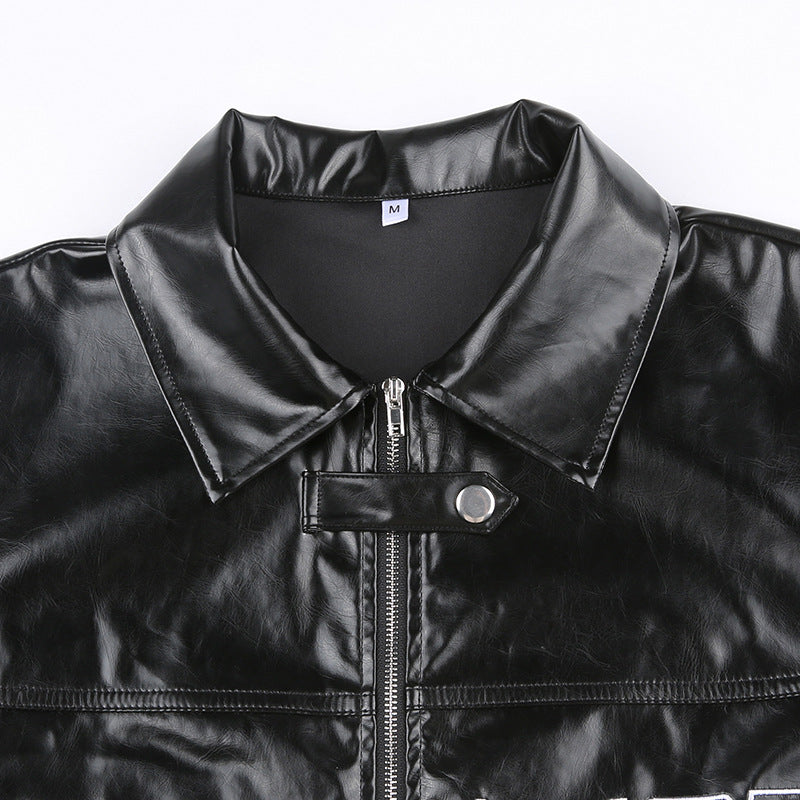 Faux Leather Cropped Jacket for Women - Edgy Biker Chic Top| Free Shipping|Crypto Payments