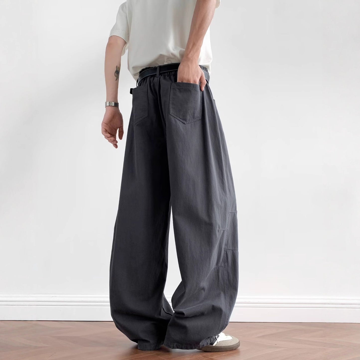 Solid Color Scimitar Jeans – Unisex High-Street Loose Wide-Leg Pants | Black, Green, Gray | Free Shipping | Crypto Payments Accepted