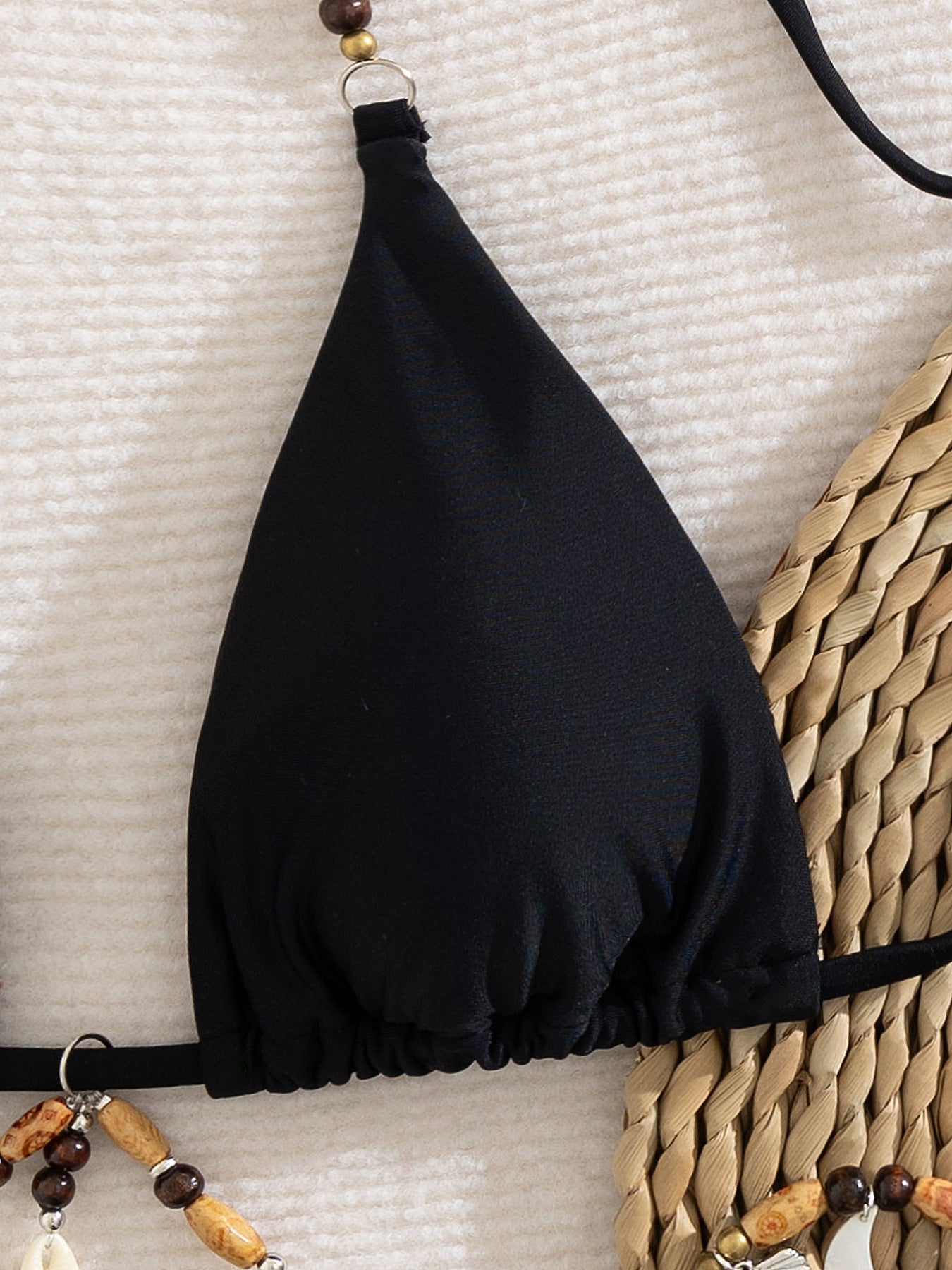 Biquíni feminino de cintura baixa com amarração lateral - Roupa de banho sem fio