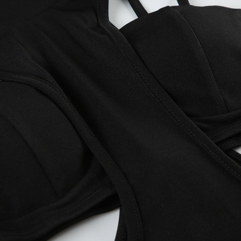 Women's Sexy Two-Piece Set - High Neck Bra Top & Cropped Bodysuit | Free Shipping|Crypto Payments