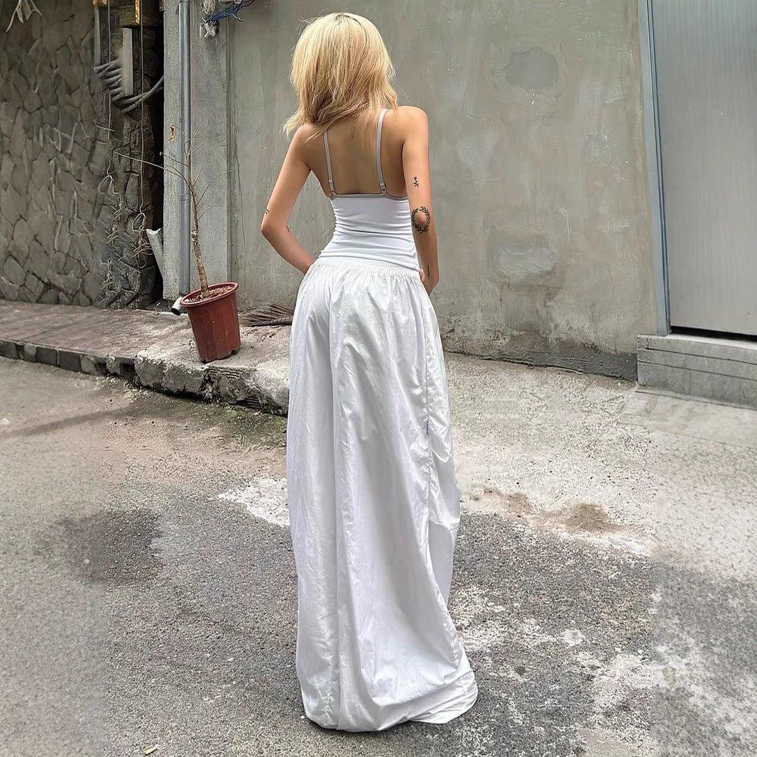 Wide-Leg Streetwear Pants - Minimalist Elastic Waist Trousers | Free Shipping|Crypto Payments