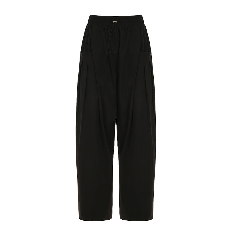 Women's Streetwear Pants - Drawstring Hem Harem Trousers| Crypto Payments