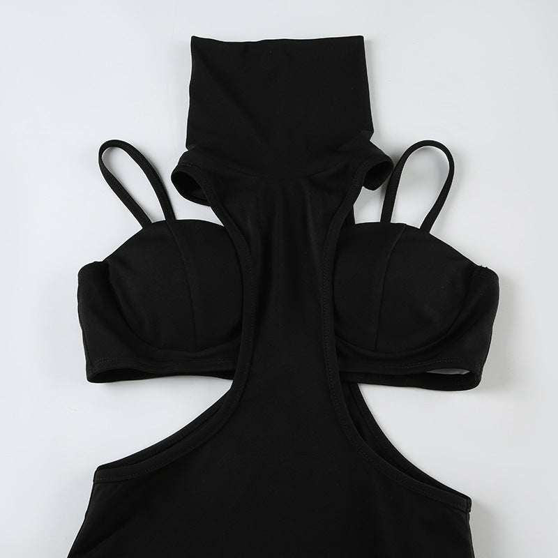 Women's Sexy Two-Piece Set - High Neck Bra Top & Cropped Bodysuit | Free Shipping|Crypto Payments