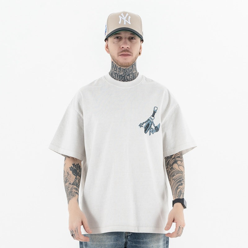 Oversized Hip Hop T-Shirt Men's Streetwear Graphic Tee - Urban High Fashion Letter Print Top
