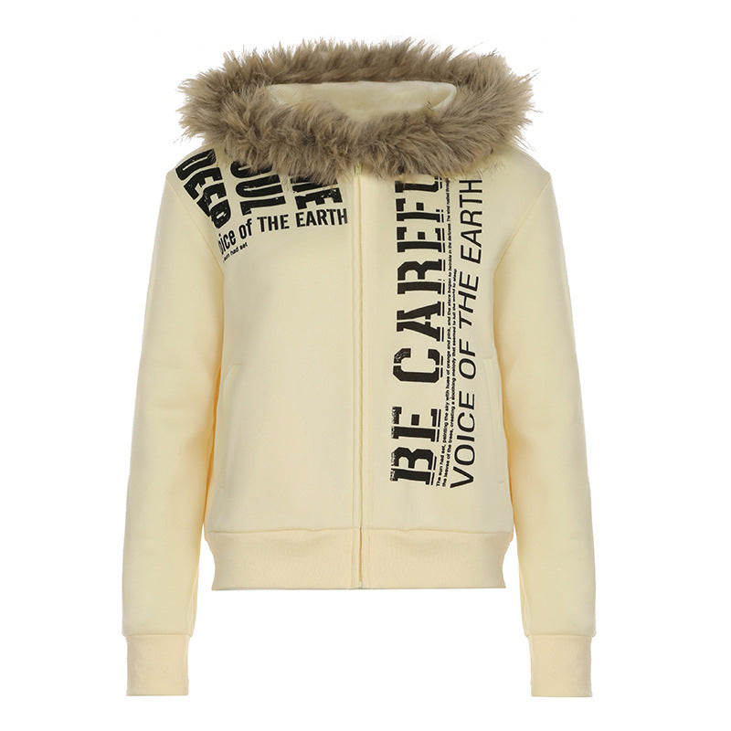 Y2K Fuzzy Letter Hoodie - Oversized Streetwear Sweatshirt | Free Shipping|Crypto Payments