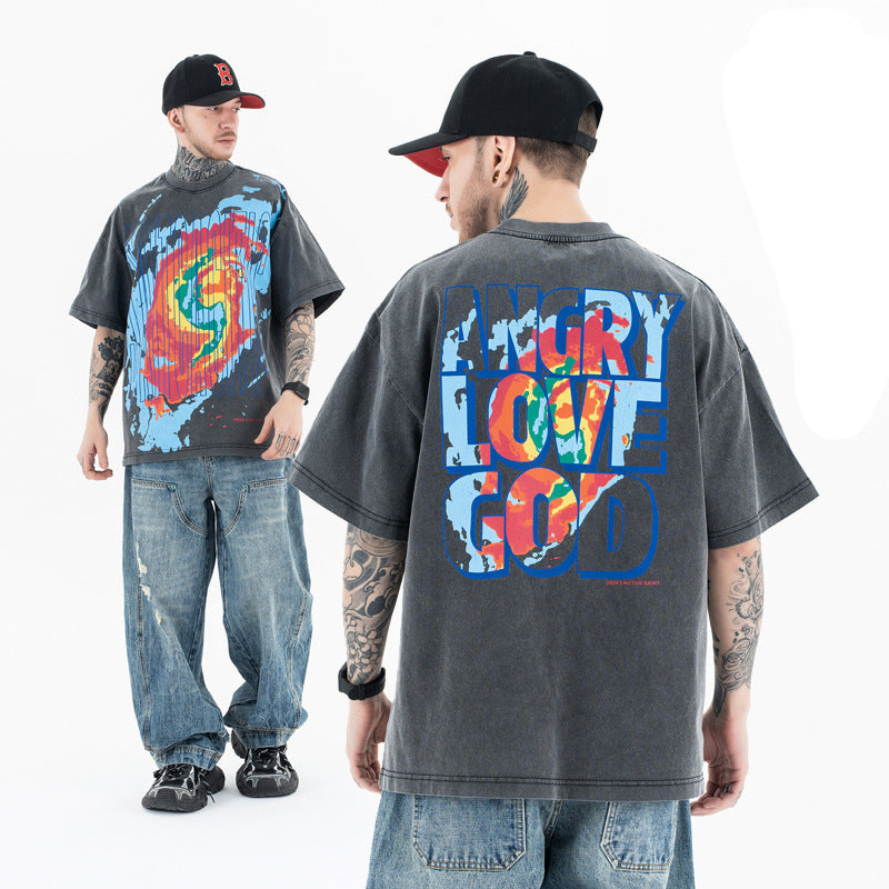Vintage Heatmap T-Shirt | Cracked Graphic Tee | Loose Fit | Black | 100% Cotton | Free Global Shipping | Crypto Accepted