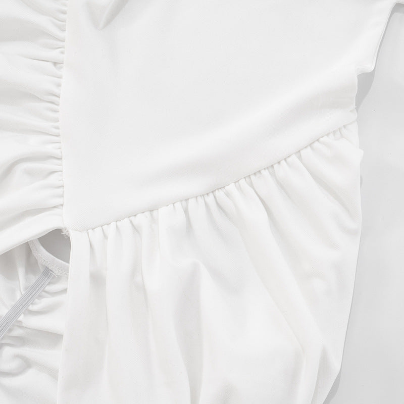 White Halter Backless Ruched Cutout Mini Dress – Sexy Bodycon Style, Free Shipping, Crypto OK