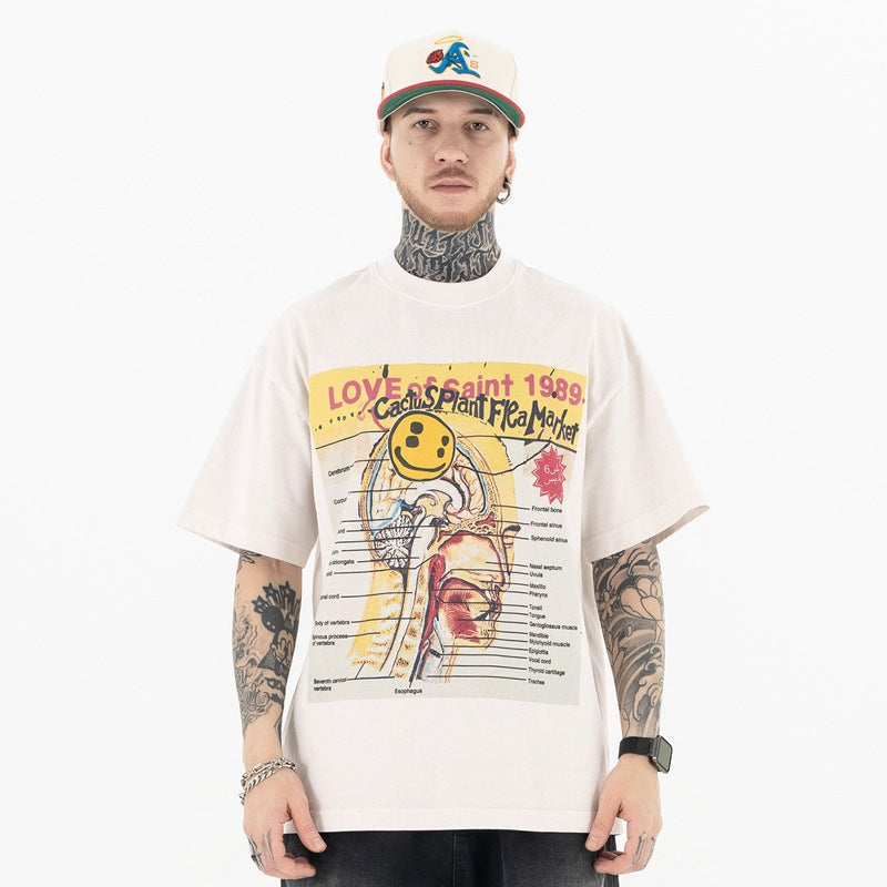 CPFM Smiley Face Graphic T-Shirt for Men – Loose Fit Casual Streetwear Tee