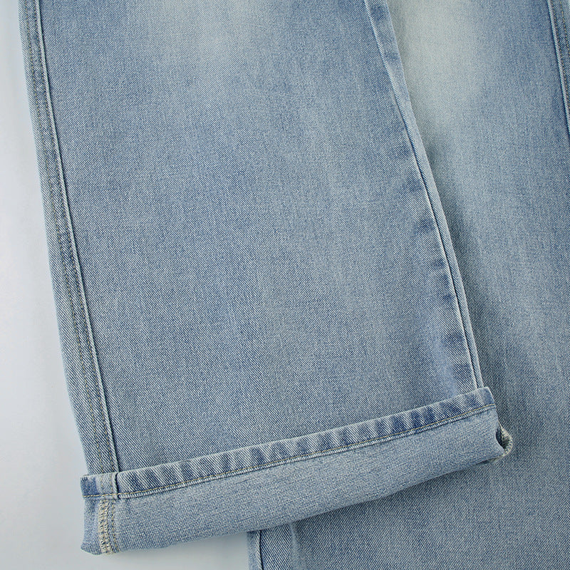 Y2K Fake Two-Piece Jeans - Wide-Leg Pleated Denim Pants | Free Shipping|Crypto Payments