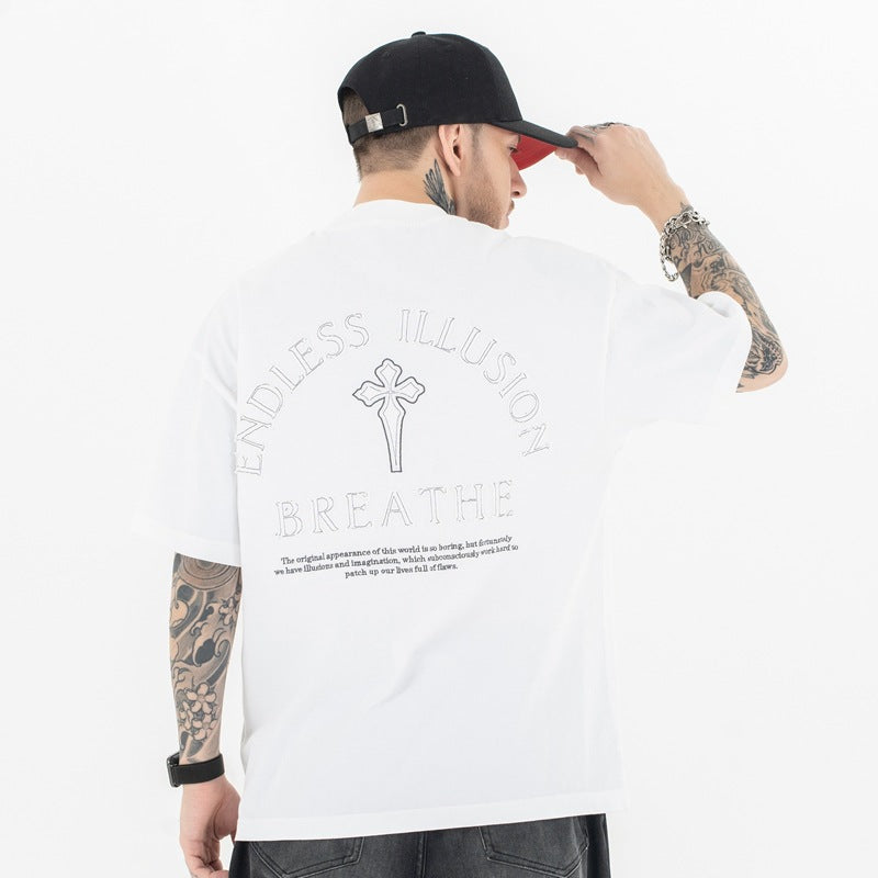 Streetwear Cross Patch T-Shirt | Oversized Fit | 100% Cotton | Free Global Shipping | Crypto Payments Accepted