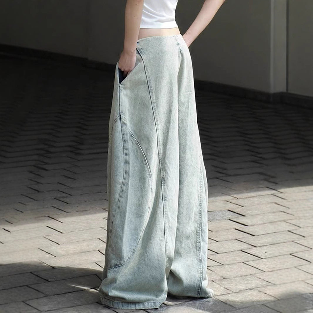 Streetwear Scimitar Jeans - Low-Rise Distressed Wide-Leg Pants Crypto Payments