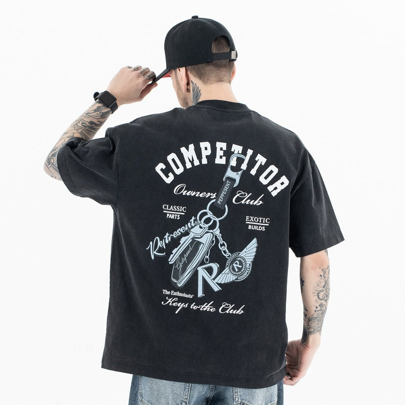 Oversized Hip Hop T-Shirt Men's Streetwear Graphic Tee - Urban High Fashion Letter Print Top