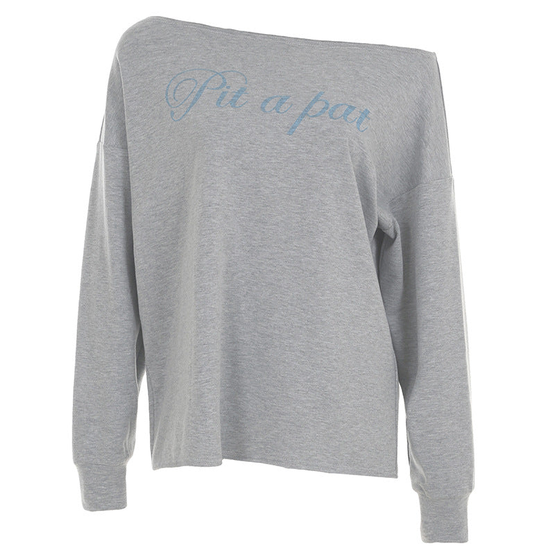 Women's Off-Shoulder T-Shirt - Retro Oversized Long Sleeve Top| Free Shipping|Crypto Payments
