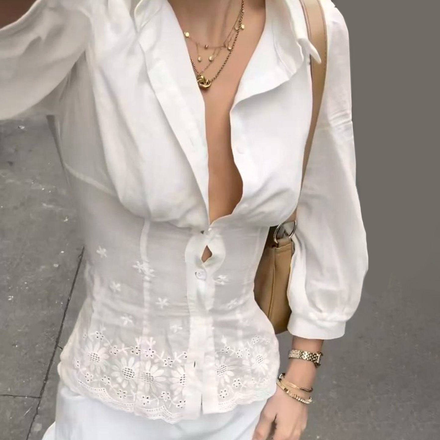 Blusa francesa sexy de renda retrô - Top curto com manga bufante para mulheres | Frete grátis para todo o mundo