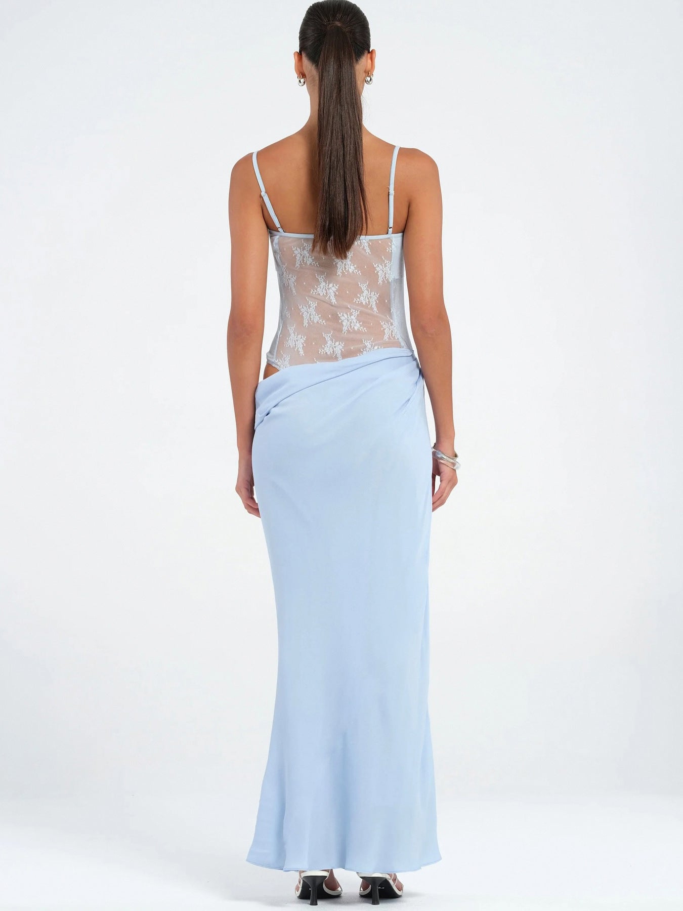 Vestido sereia de renda - Vestido com decote transparente | Frete grátis | Pagamentos em criptomoedas
