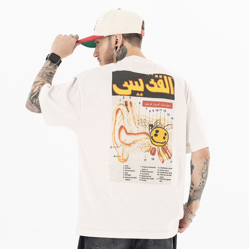 CPFM Smiley Face Graphic T-Shirt for Men – Loose Fit Casual Streetwear Tee