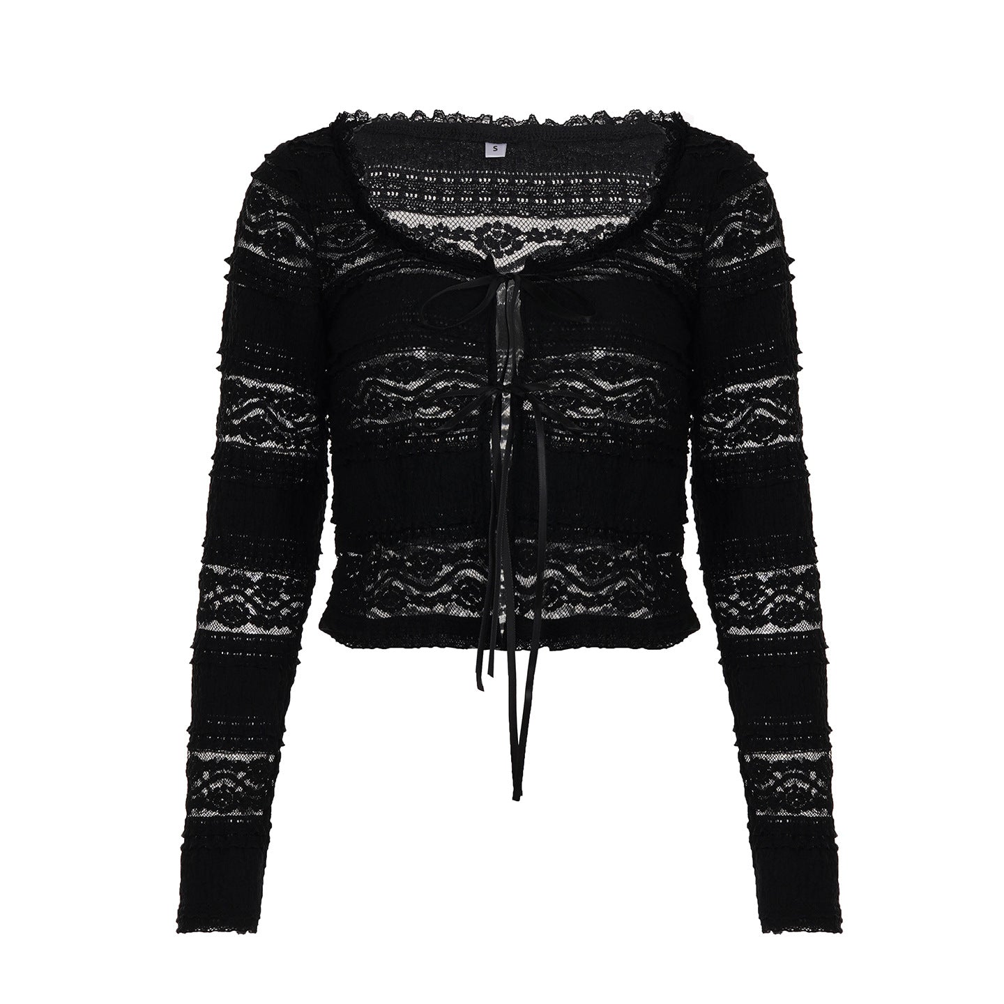 Y2K Sheer Mesh Cover-Up - Sweet & Sexy Tie-Front Long Sleeve Top | Free Shipping"
