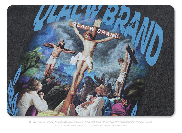 Gothic Art T-Shirt - Vintage Religious Painting Oversized Streetwear Tee