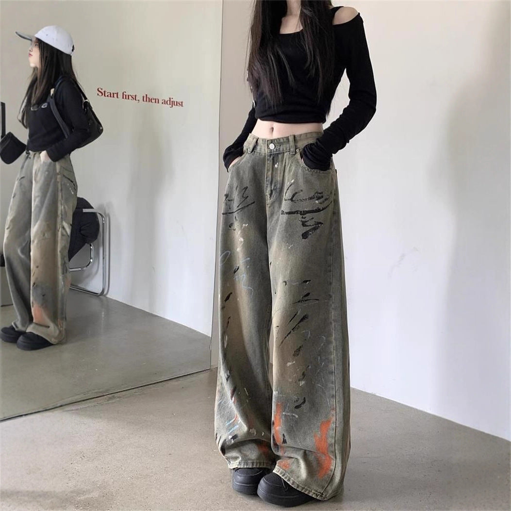 Retro Streetwear Jeans - Loose Fit Floor-Length Trousers| Free Shipping|Crypto Payments