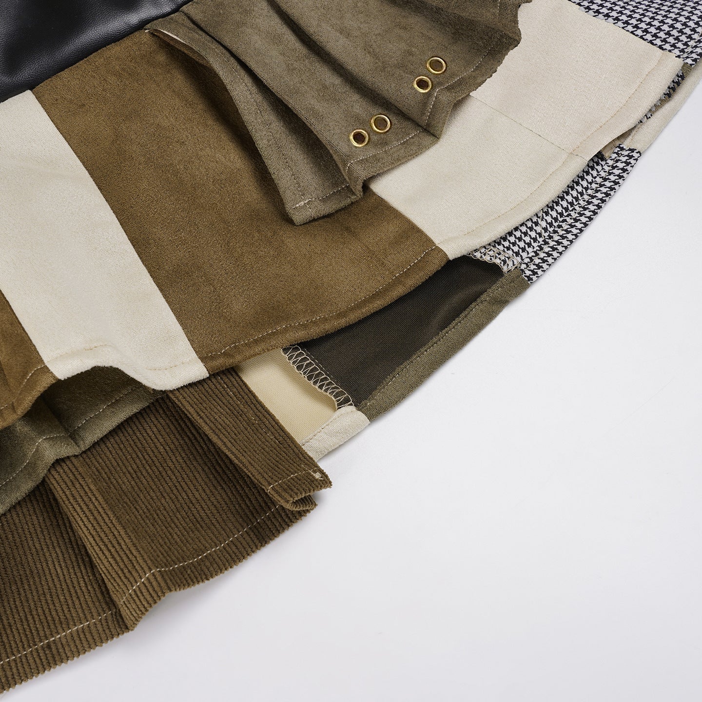 Leather-Panel Pleated Skirt - Edgy Asymmetrical Biker Mini | Crypto Payments