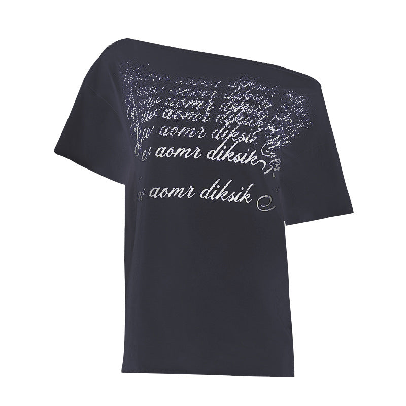 Y2K Off-Shoulder Top - Printed Relaxed Fit Tee | Crypto Payments