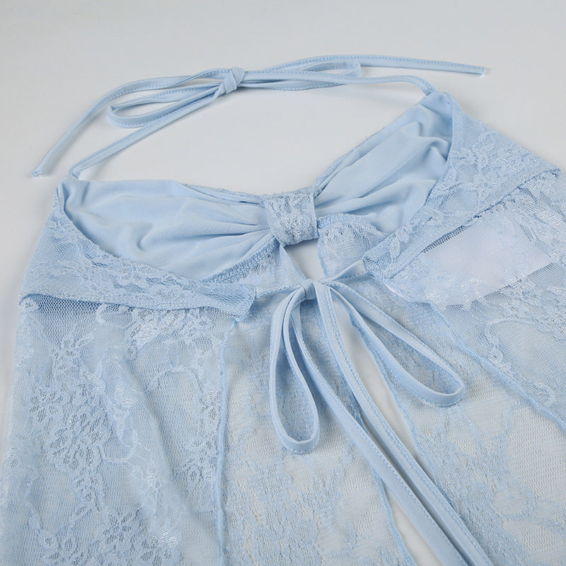 Sheer Lace Bustier - Sweet & Sexy Halter Bralette | Crypto Payments