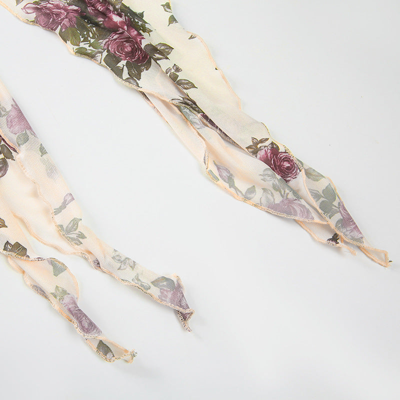 Y2K Mesh Midi Skirt - Vintage Floral Asymmetrical Design Crypto Payments