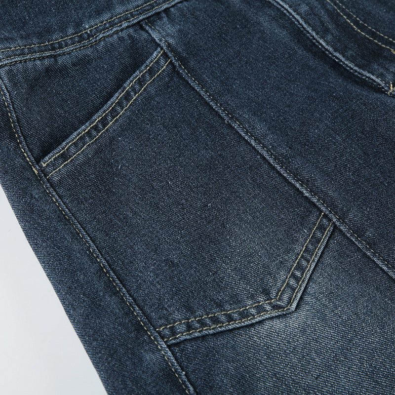 Vintage Eyelet Denim Maxi Skirt - Distressed Belted A-Line Skirt | Free Shipping|Crypto Payments