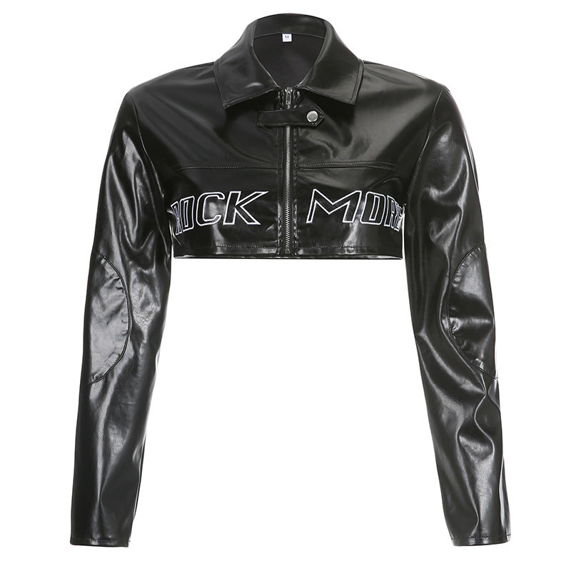 Faux Leather Cropped Jacket for Women - Edgy Biker Chic Top| Free Shipping|Crypto Payments