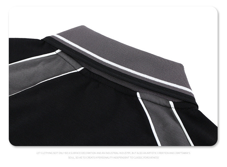 High-Street Raglan T-Shirt | Color Block Polo Style | Loose Fit | Black Apricot | Free Global Shipping | Crypto Accepted