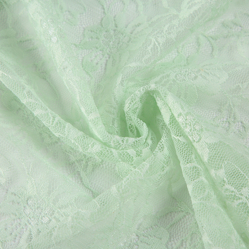 Beaded Lace Blouse - Mint Green Tie-Front Top | Free Shipping |Crypto Payments