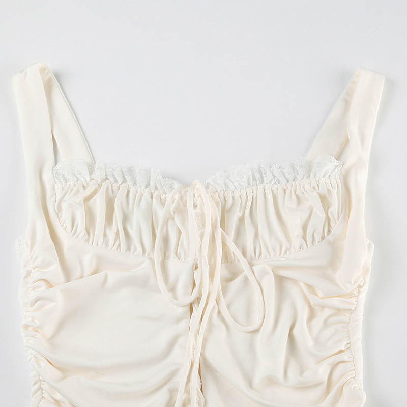 Tie-Front Bralette with Tiered Skirt - Matching Two-Piece Set| Free Shipping|Crypto Payments