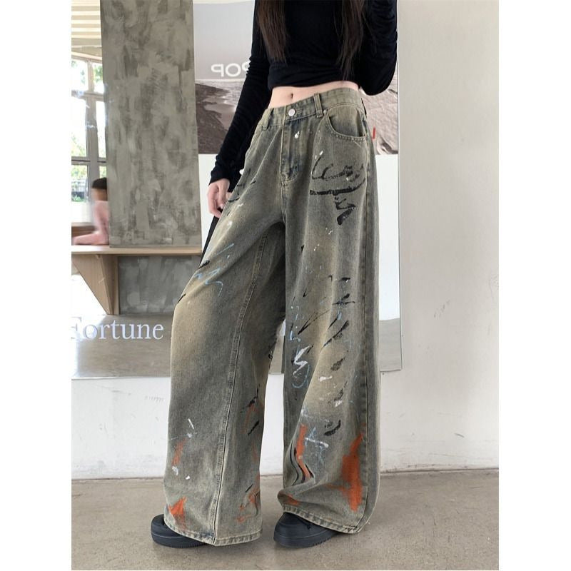 Retro Streetwear Jeans - Loose Fit Floor-Length Trousers| Free Shipping|Crypto Payments