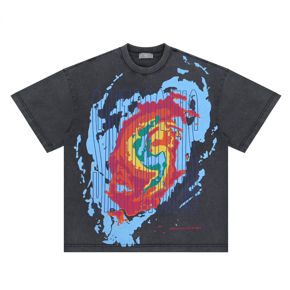 Vintage Heatmap T-Shirt | Cracked Graphic Tee | Loose Fit | Black | 100% Cotton | Free Global Shipping | Crypto Accepted