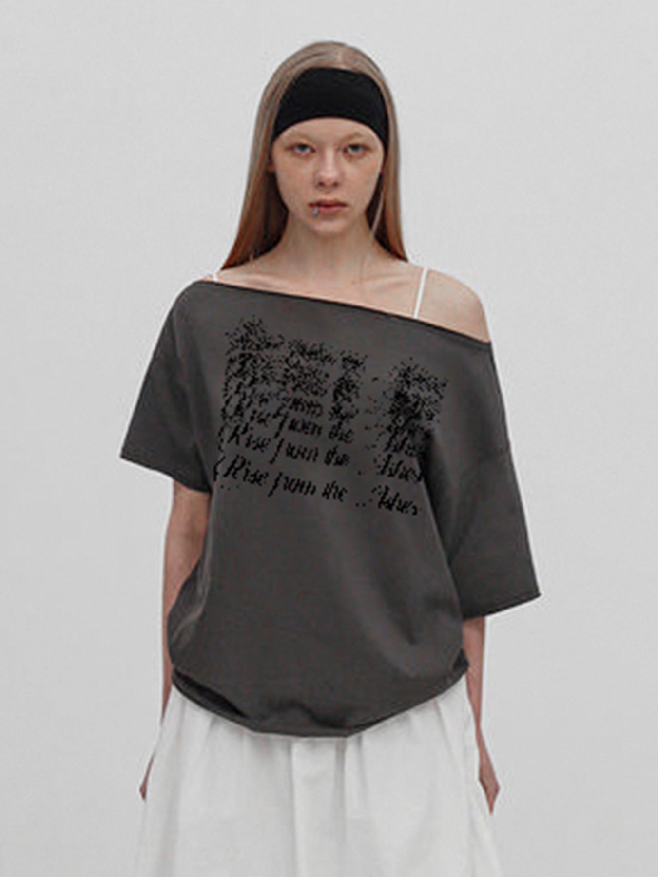 Y2K Off-Shoulder Top - Printed Relaxed Fit Tee | Crypto Payments