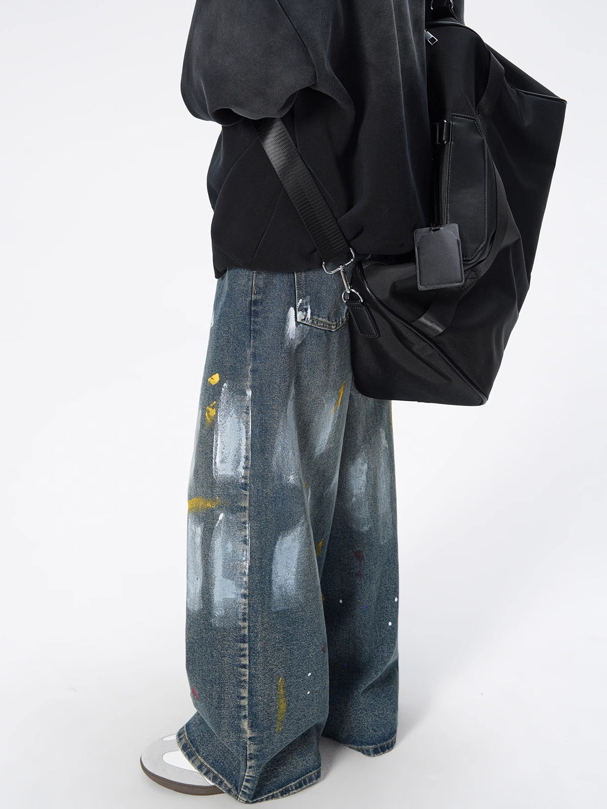 Men’s Graffiti Paint-Splatter Straight Jeans – Retro Streetwear Style | Free Global Shipping