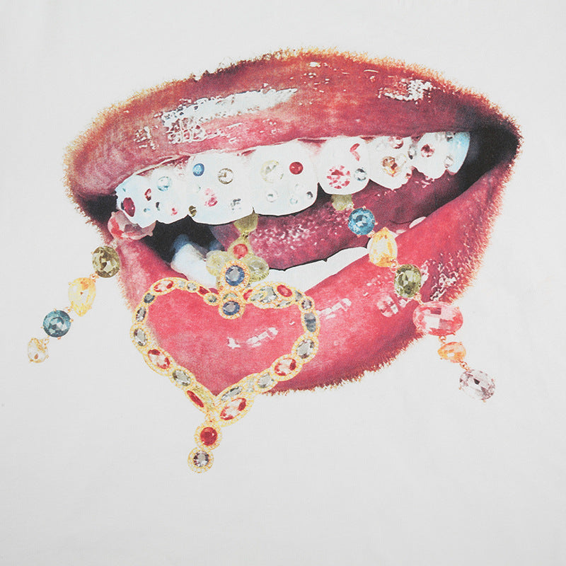 Y2K Lip Print Tee - Oversized Graphic T-Shirt | Crypto Payments