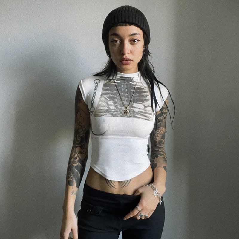 Women's Street Style Graphic Print Crop Top| Free Shipping|Crypto Payments