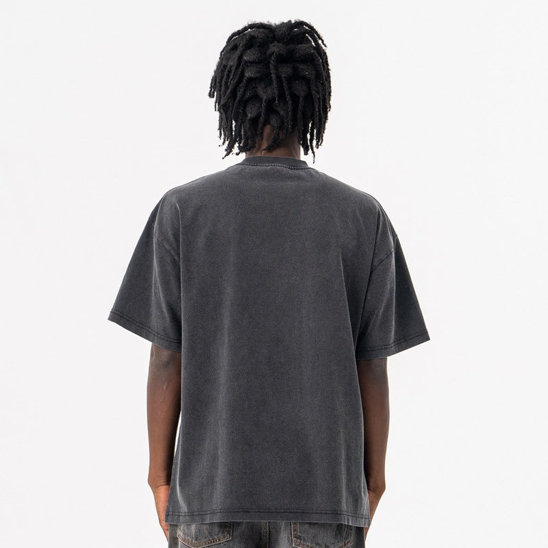Stage Bear Print Tee - Heavyweight Vintage Washed Cotton Streetwear Top