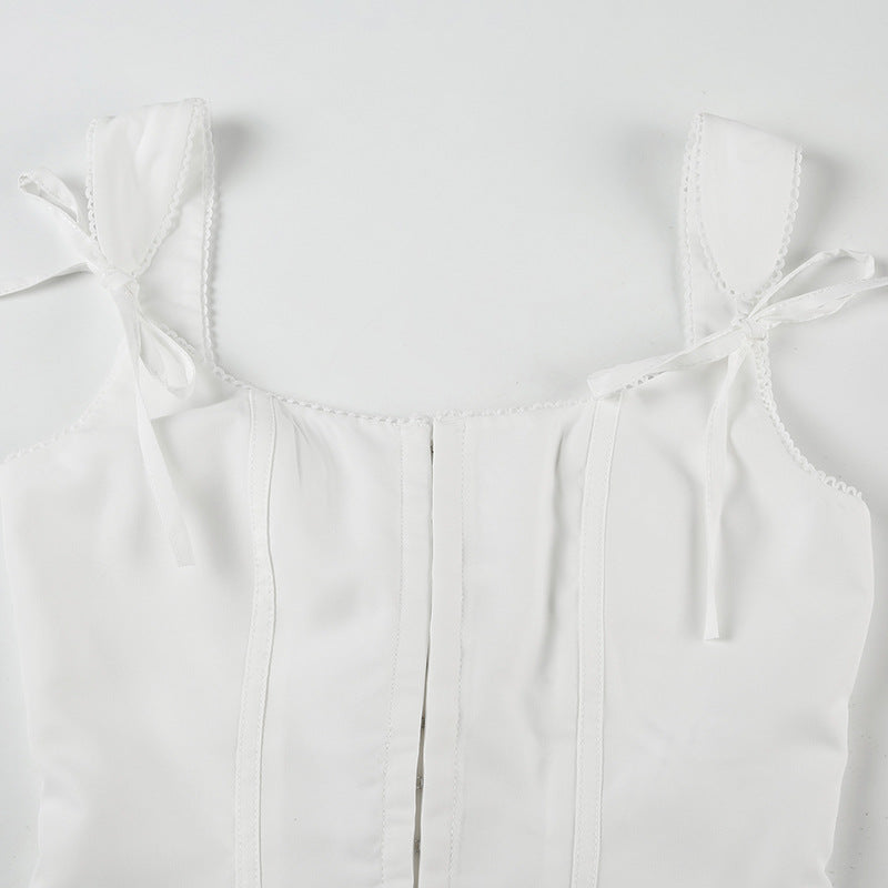 Top Corset com Gravata Borboleta Y2K - Blusa Curta Doce e Sexy Feminina Sem Costas | Frete Grátis para todo o Mundo | Pagamentos com Criptomoedas