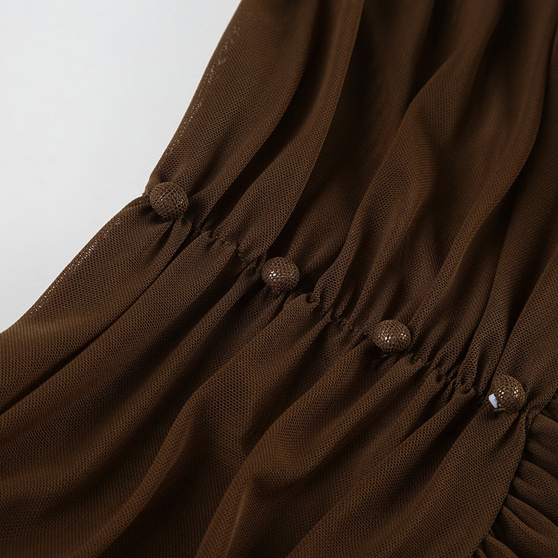 Y2K Mesh Outfit - Halter Top & Pleated Skirt | Free Shipping|Crypto Payments