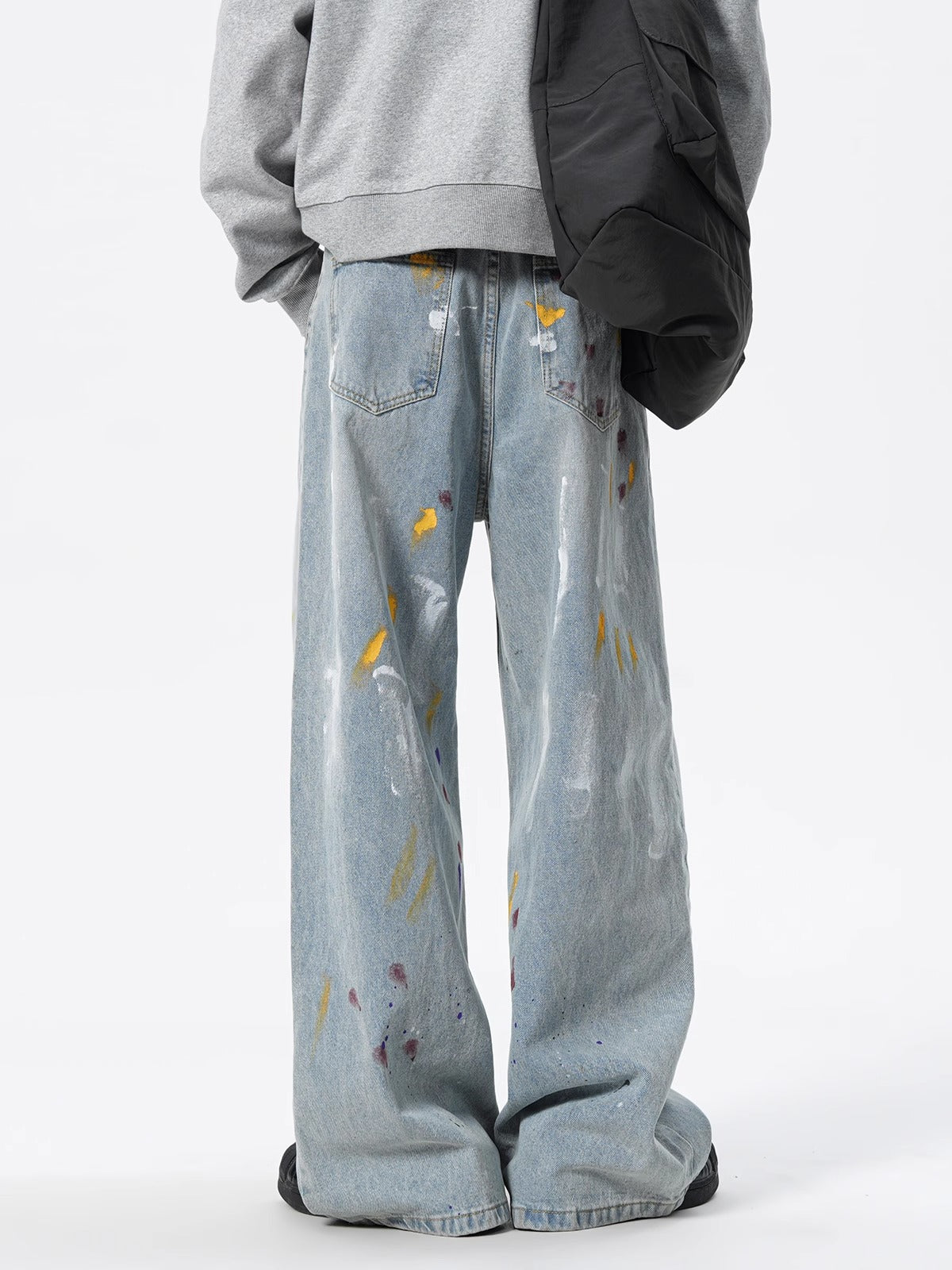 Men’s Graffiti Paint-Splatter Straight Jeans – Retro Streetwear Style | Free Global Shipping