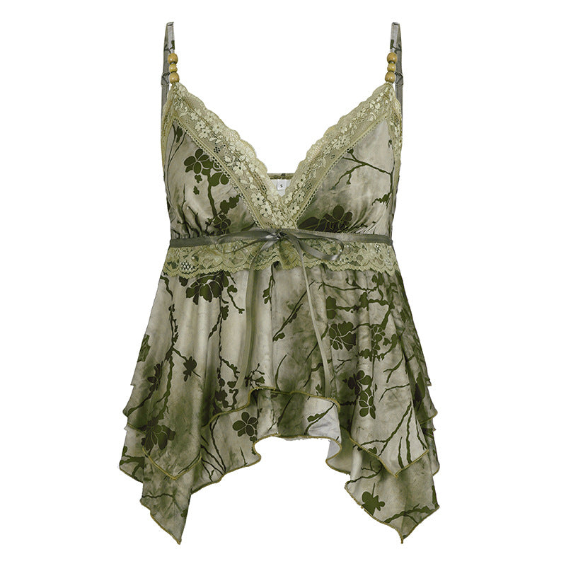 Sutiã estilo boho com estampa nepalesa - Crop top vintage com acabamento em renda | Frete grátis