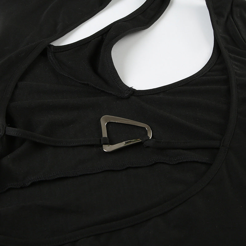 Y2K Women's Cropped Fitted Top - Edgy Cutout Long Sleeve Tee| Free Shipping|Crypto Payments