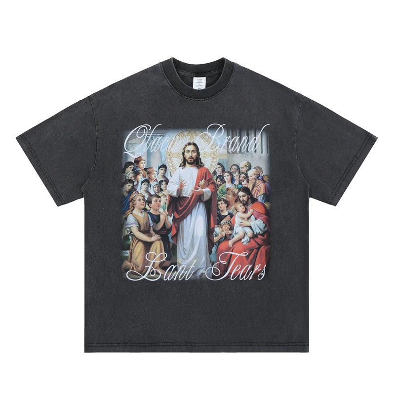 Oversized Vintage Crew Neck Tee | Streetwear T-Shirt for Men | Black Cotton | Free Global Shipping | Crypto Accepted
