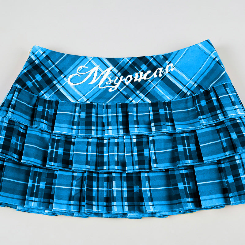 Y2K Checkered Skirt - Low-Rise Rainbow Pleats | Free Shipping| Crypto Payments