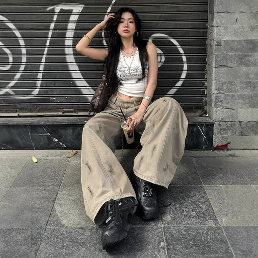 Distressed Wide-Leg Jeans - Vintage Boyfriend Fit Trousers | Crypto Payments