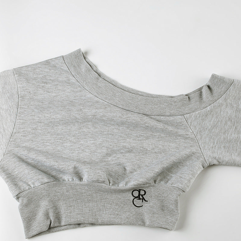 Women's Cropped Off-Shoulder Sweatshirt - Sexy Streetwear Long Sleeve Crop Top| Free Shipping|Crypto Payments